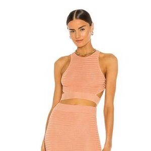 Stylish Coral Ribbed Crop Top
